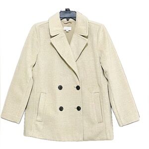 EUC.LOFT Cream Pea Coat with Black Buttons. Size MP